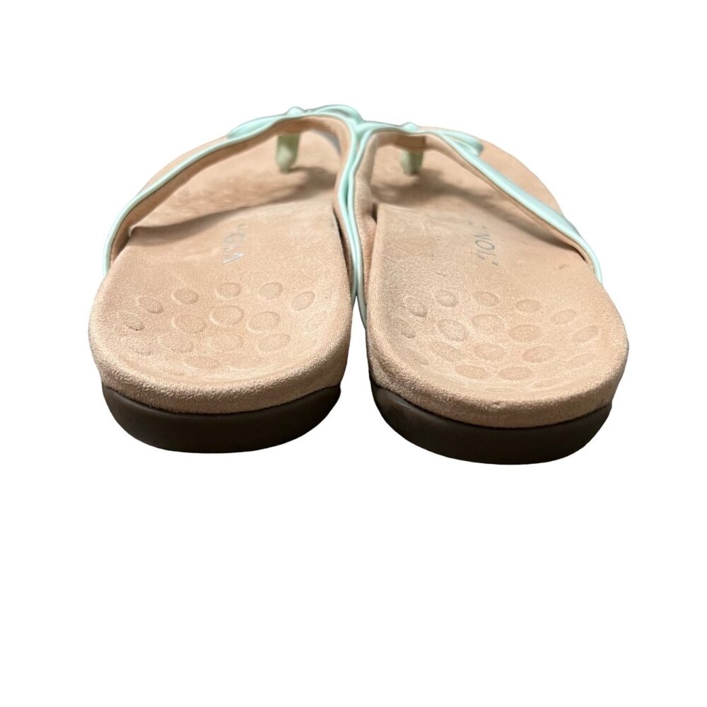 Vionic Mint Blue Bella II Bow Patent Leather Comfort Thong Sandals Womens Size 9 - Picture 6 of 9
